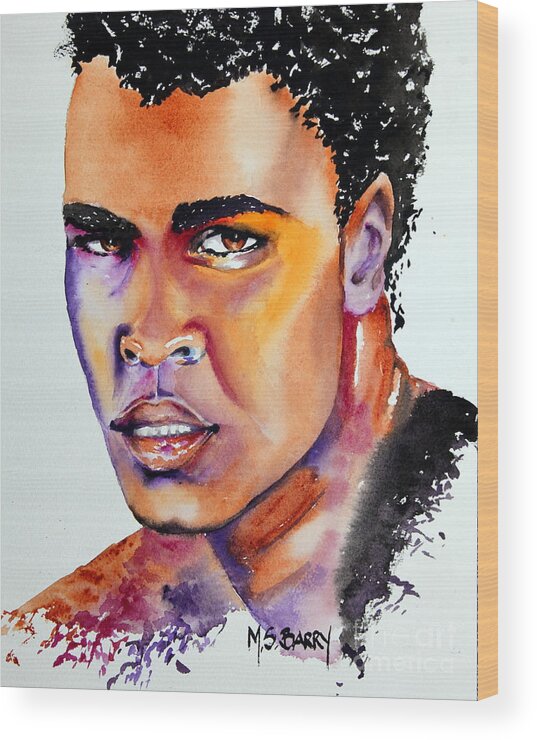 Muhammed Ali Wood Print featuring the painting The Great Ali by Maria Barry