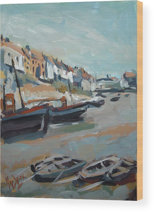 England Wood Print featuring the painting The harbour of Mevagissey by Nop Briex