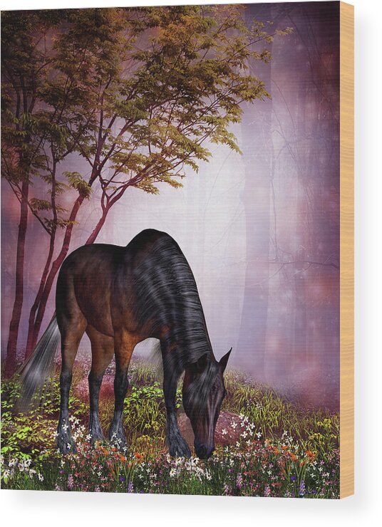 The Horse Wood Print featuring the digital art The Horse by John Junek