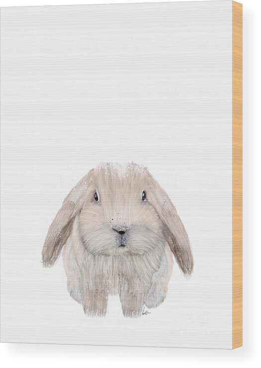 Bunny Wood Print featuring the painting The Littlest Bunny by Bri Buckley
