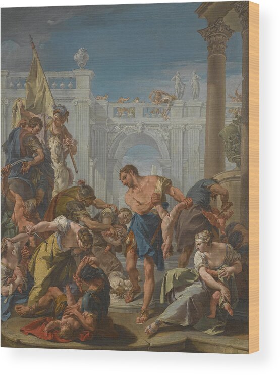 Giambattista Pittoni Wood Print featuring the painting The Massacre of the Innocents by Giambattista Pittoni