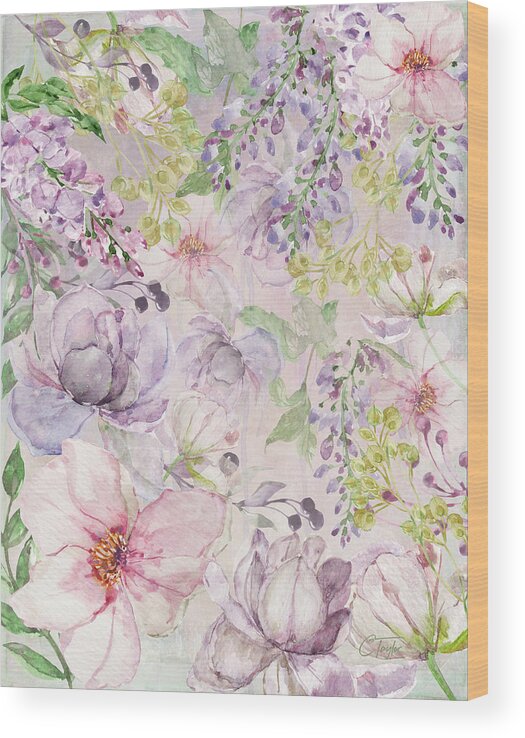 Gardens Wood Print featuring the mixed media The Pastel Garden by Colleen Taylor