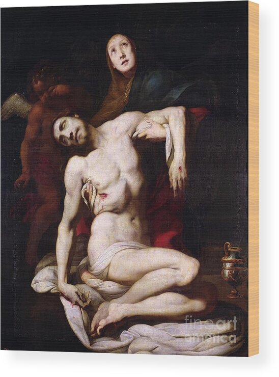 The Pieta Wood Print featuring the painting The Pieta by Daniele Crespi