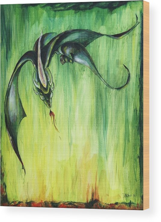 Dragon Wood Print featuring the painting The Predator by Patricia Kanzler