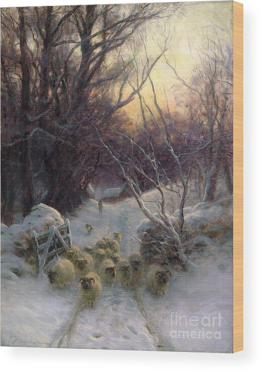 Winter Wood Print featuring the painting The Sun had closed the Winter Day by Joseph Farquharson