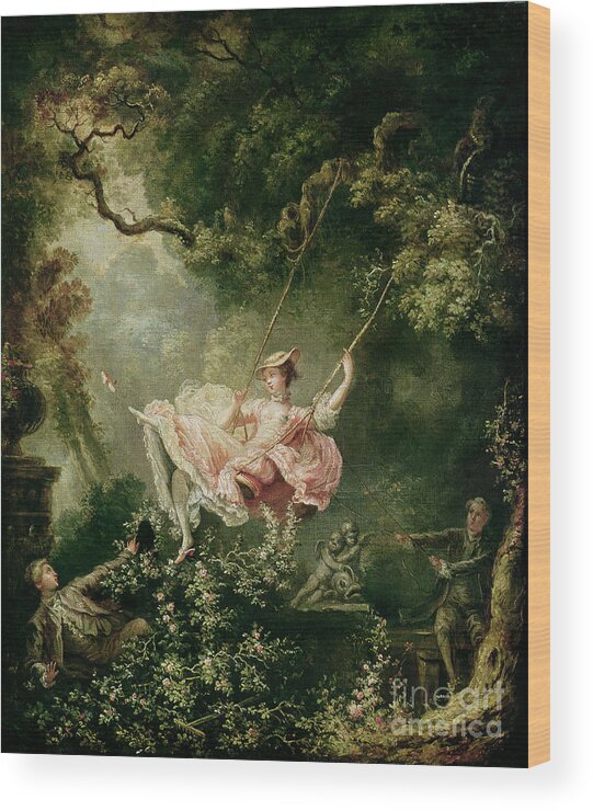 The Wood Print featuring the painting The Swing by Jean-Honore Fragonard