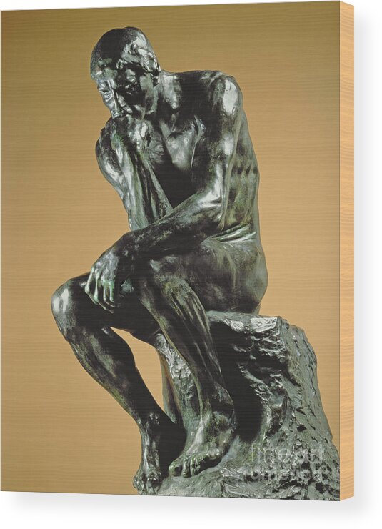 The Thinker Wood Print featuring the photograph The Thinker by Auguste Rodin