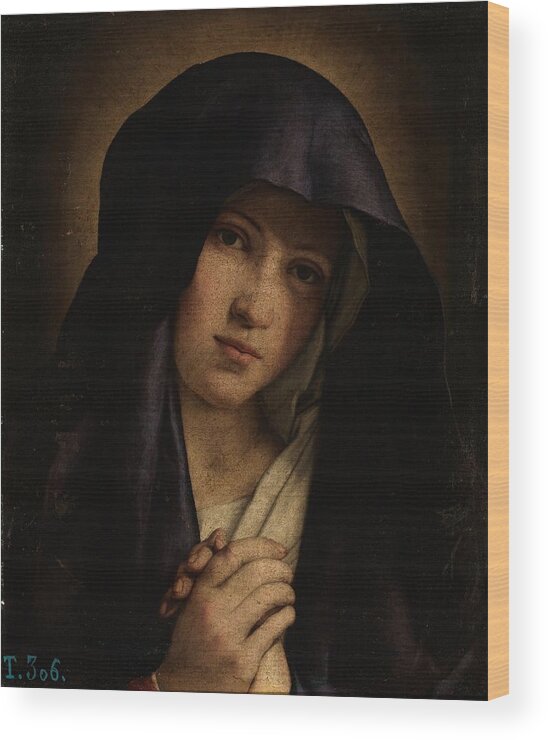 Anonymous (copy After Sassoferrato) The Virgin Dolorosa Xvii Century. Wood Print featuring the painting The Virgin Dolorosa by MotionAge Designs