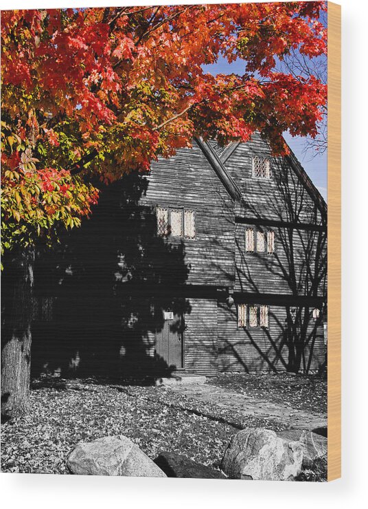 Salem Wood Print featuring the photograph The Witch house in autumn by Jeff Folger