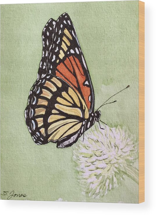 Monarch Wood Print featuring the mixed media Thistle Do by Sonja Jones
