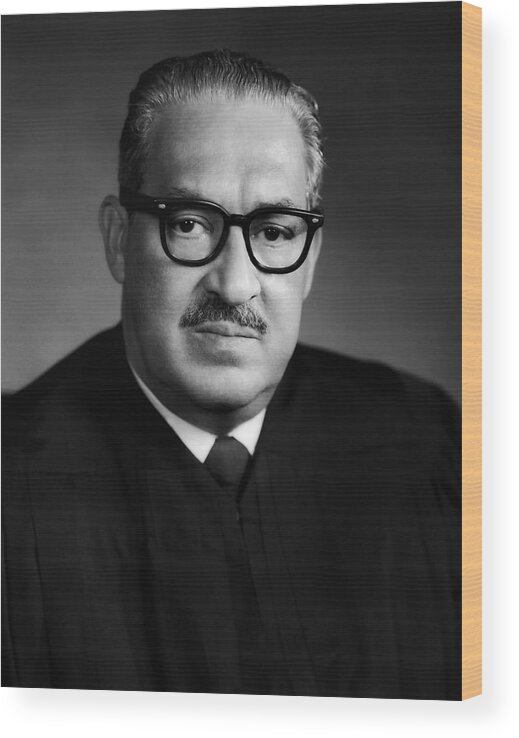 Thurgood Marshall Wood Print featuring the photograph Thurgood Marshall Portrait - 1970 by War Is Hell Store