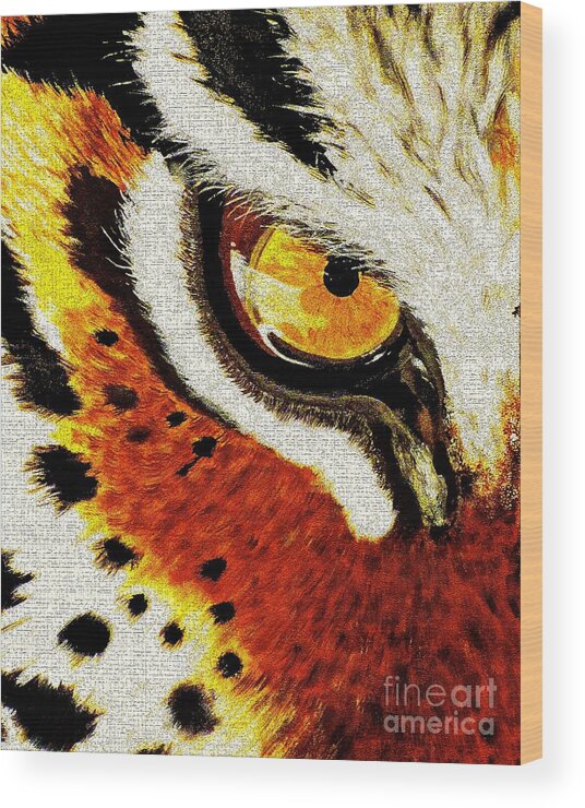 Tiger Wood Print featuring the painting Tiger's Eye by Saundra Myles