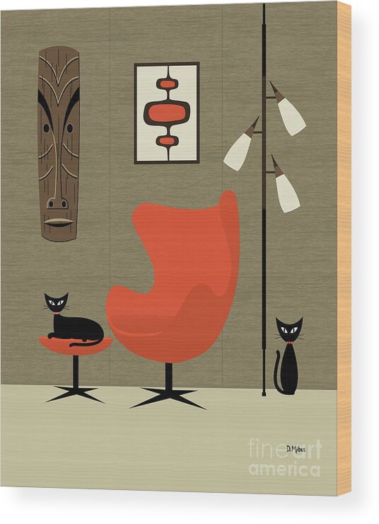 Tiki Wood Print featuring the digital art Tiki on the Wall by Donna Mibus