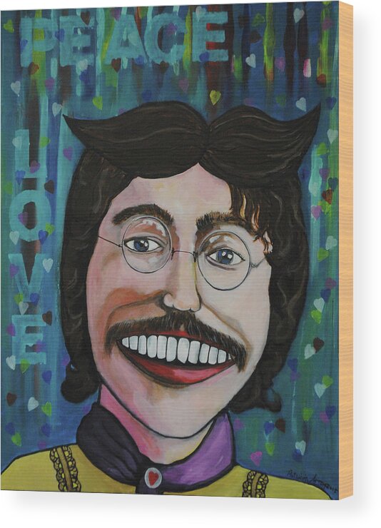 Tillie Art Wood Print featuring the painting Tillie As Lennon by Patricia Arroyo