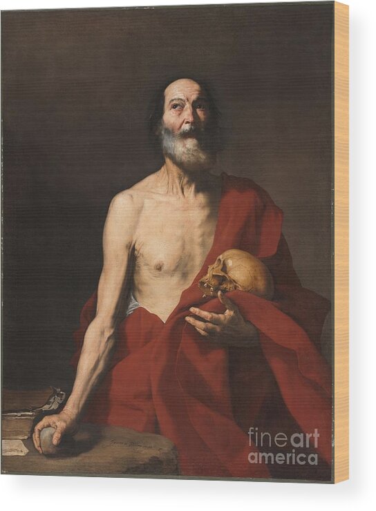 Jusepe De Ribera Wood Print featuring the painting Title Saint Jerome by MotionAge Designs