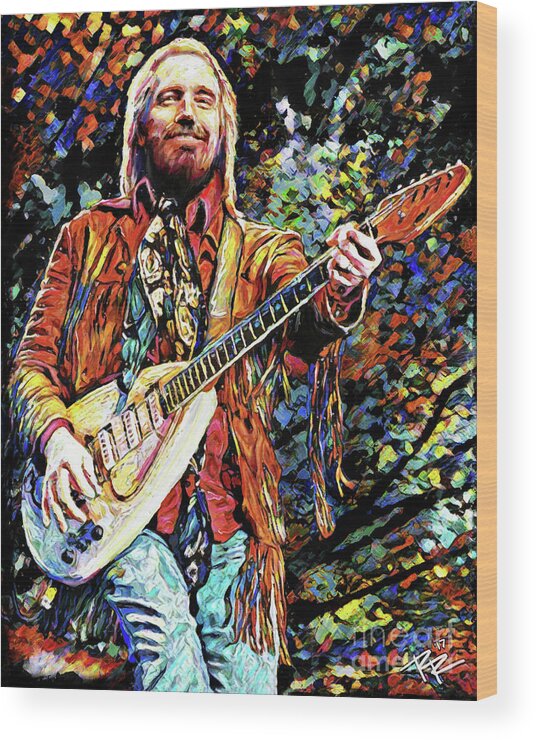 Tom Petty Art Wood Print featuring the mixed media Tom Petty Art by Ryan Rock Artist