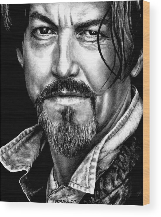 Tommy Flanagan Wood Print featuring the drawing Tommy Flanagan as Chibs Telford by Rick Fortson