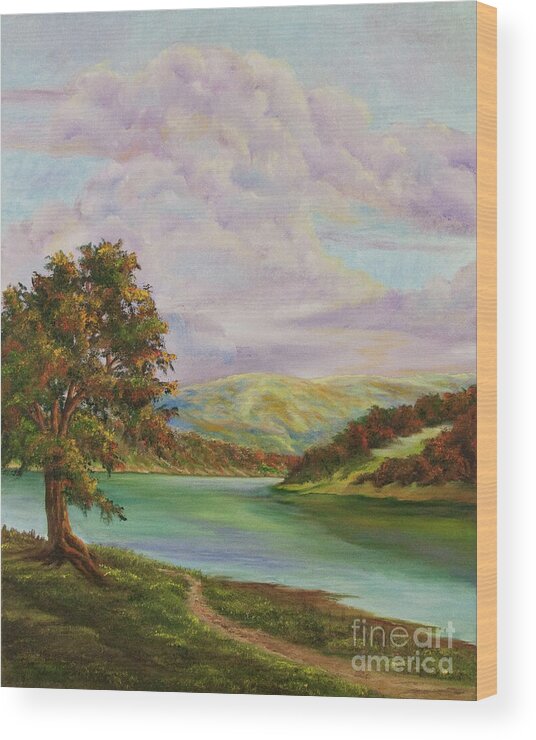 Country Landscape Painting Wood Print featuring the painting Tranquility by Charlotte Blanchard