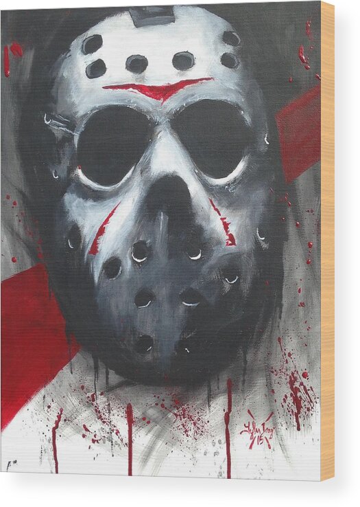 Jason Wood Print featuring the painting Trash polka jason by Tyler Haddox