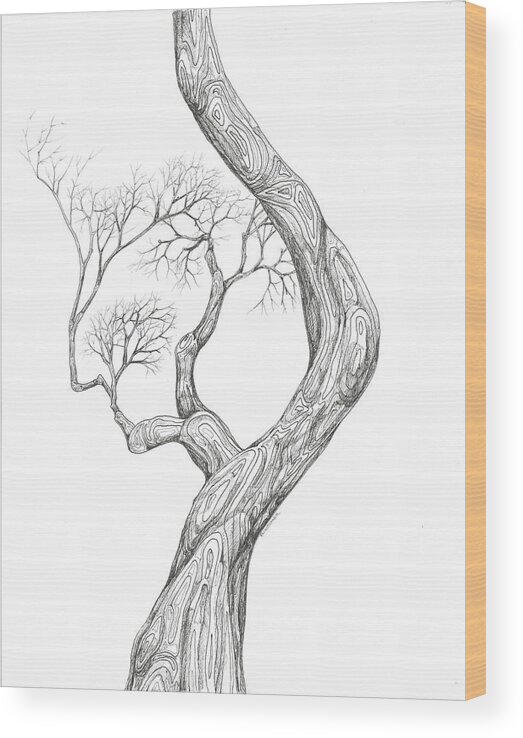 Ink Wood Print featuring the digital art Tree 40 by Brian Kirchner