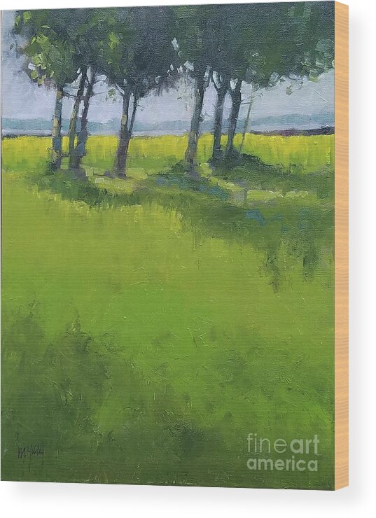 Trees Wood Print featuring the painting Trees on the Marsh by Mary Hubley