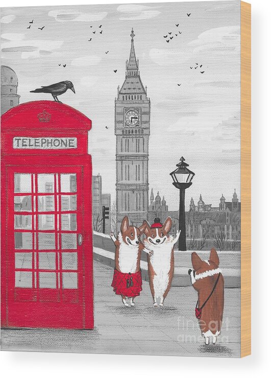 Print Wood Print featuring the painting Trip To London by Margaryta Yermolayeva