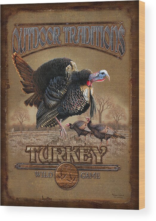 Robert Schmidt Wood Print featuring the painting Turkey Traditions by JQ Licensing