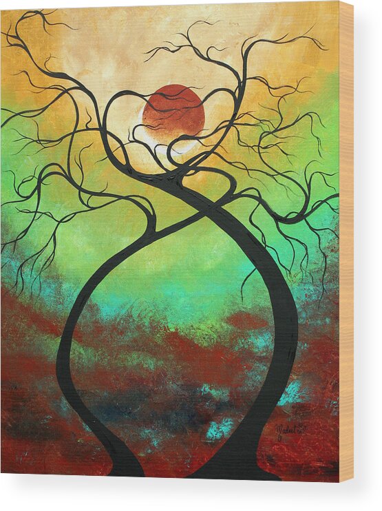 Landscape Wood Print featuring the painting Twisting Love II Original Painting by MADART by Megan Duncanson