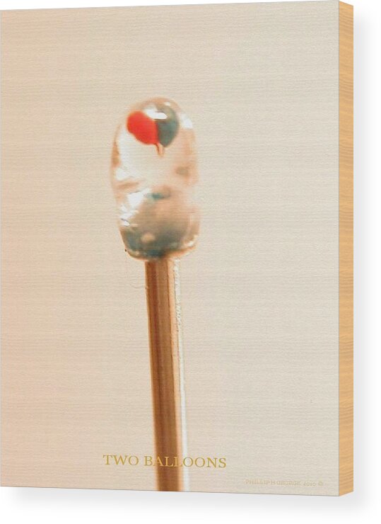 Micro Art Wood Print featuring the painting Two Balloons by Phillip H George