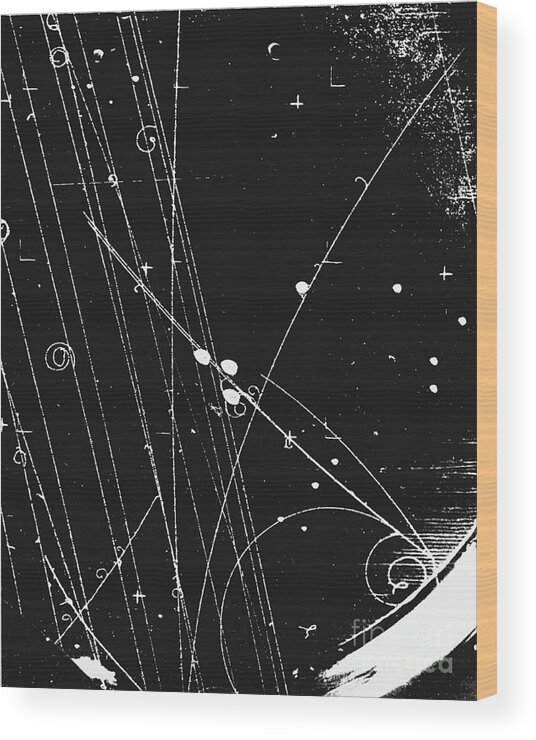 Science Wood Print featuring the photograph Two Gamma Rays, Bubble Chamber Event by Science Source