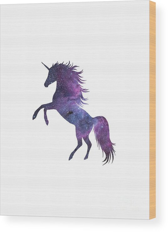 Unicorn Wood Print featuring the digital art Unicorn in Space-Transparent Background by Anna W