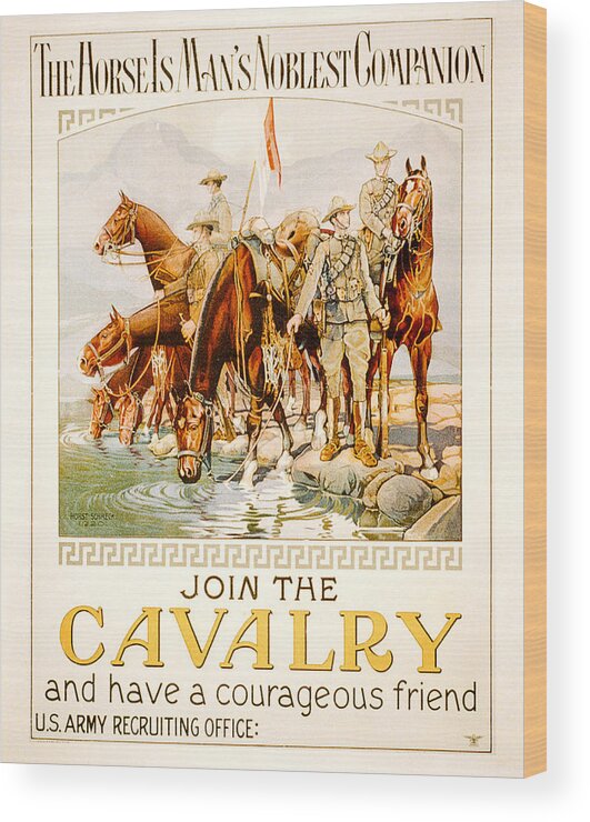 Antique Wood Print featuring the digital art US Cavalry Poster by Janice OConnor