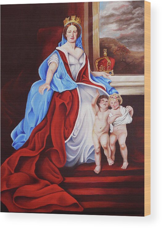 Virgin Mary Wood Print featuring the painting Venerated Virgin by Vic Ritchey