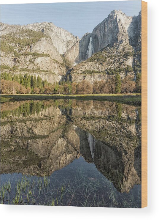 Yosemite Falls Wood Print featuring the photograph View of Yosemite Falls from Cook's Meadow by Belinda Greb
