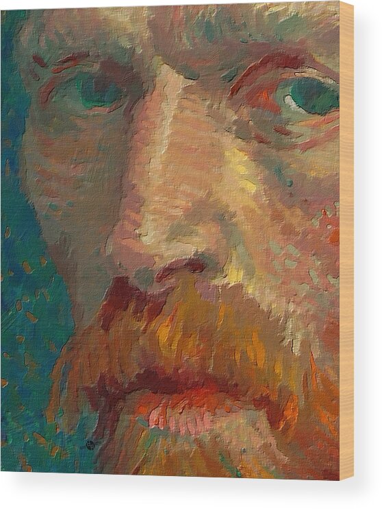 Vincent Van Gogh Wood Print featuring the painting Vincent van Gogh Extreme Close Up of Self Portrait by Tony Rubino