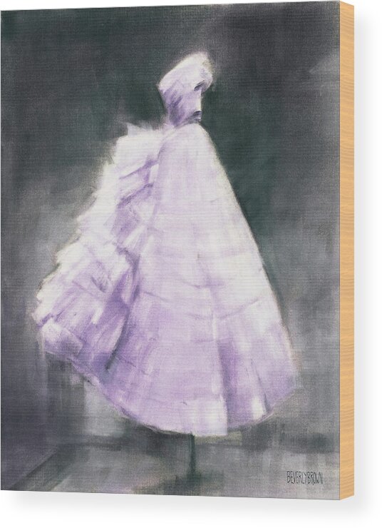 Purple Dress Wood Print featuring the painting Vintage Chic Lavender and Gray by Beverly Brown