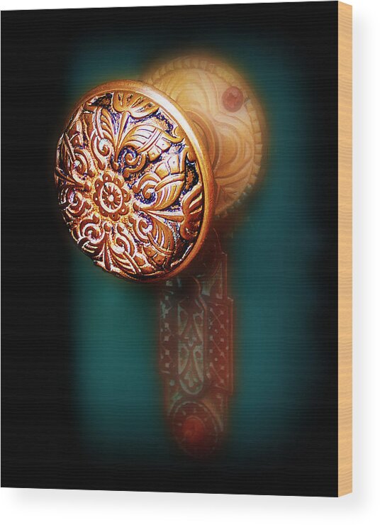 Door Wood Print featuring the photograph Vintage Door Handle by Perry Webster