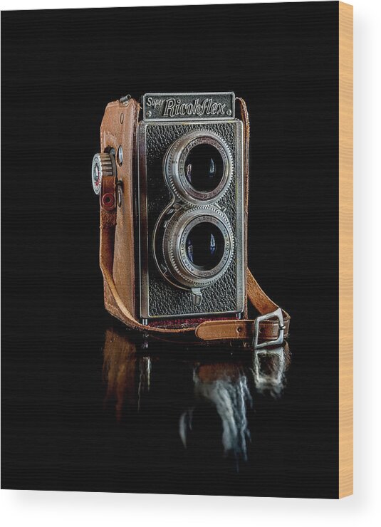 Camera Wood Print featuring the photograph Vintage Ricohflex camera by Adam Reinhart
