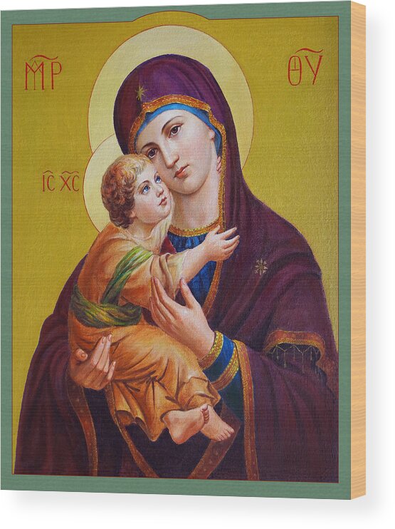 Virgin Wood Print featuring the painting Virgin of Silver Spring - Theotokos by Svitozar Nenyuk