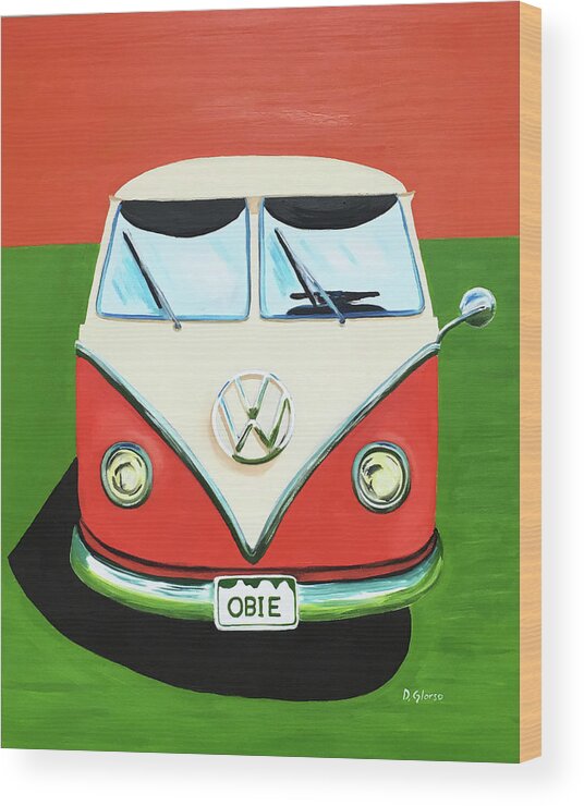 #denverart Wood Print featuring the painting VW Bus -Obie by Dean Glorso