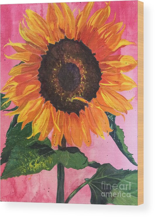 Sunflower Wood Print featuring the painting Wantcha by Nila Jane Autry