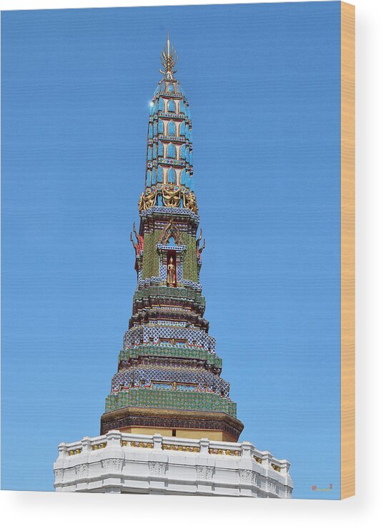 Scenic Wood Print featuring the photograph Wat Intharam Phra Prang West DTHB0907 by Gerry Gantt