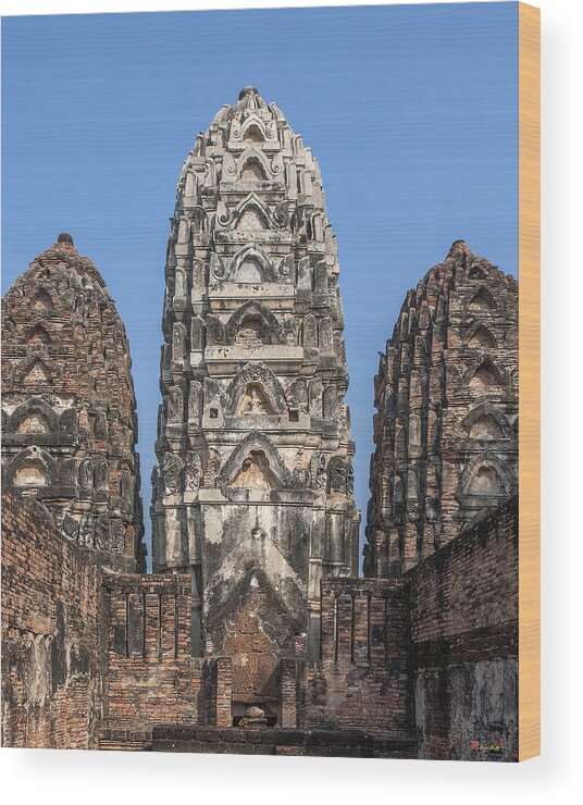Temple Wood Print featuring the photograph Wat Si Sawai Center Prang DTHST0063 by Gerry Gantt