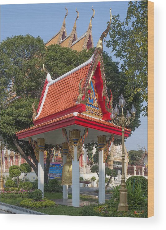 Temple Wood Print featuring the photograph Wat Woranat Bonphot Bell Pavilion DTHNS0031 by Gerry Gantt