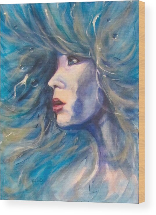 Woman Wood Print featuring the painting Water Spirit by Barbara O'Toole