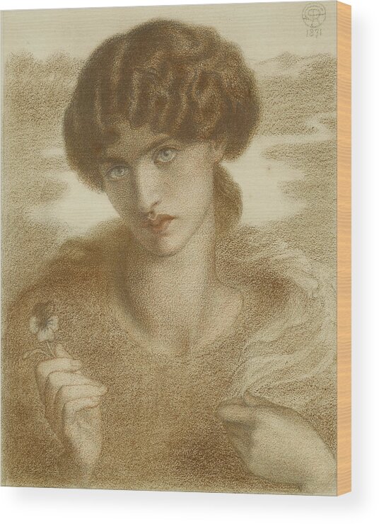 Dante Gabriel Rossetti Wood Print featuring the drawing Water Willow - Study of Female Head and Shoulders by Dante Gabriel Rossetti