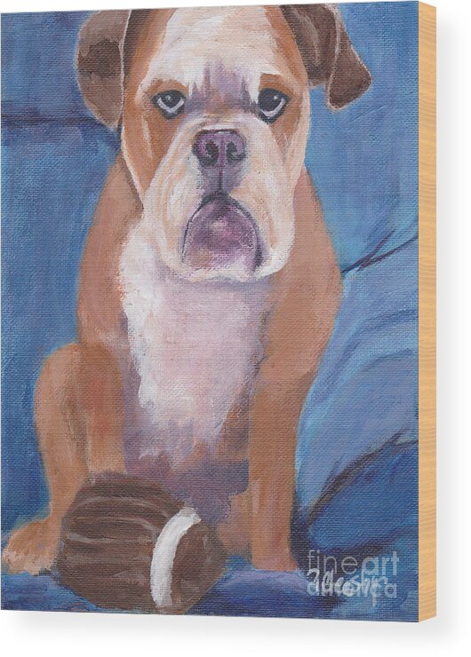 Bulldog Wood Print featuring the painting Watson by Patricia Cleasby