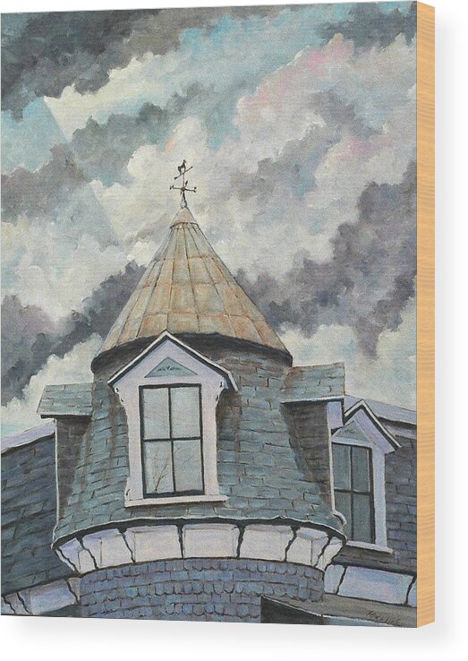 Urban Scene Wood Print featuring the painting Weather Vane by Richard T Pranke