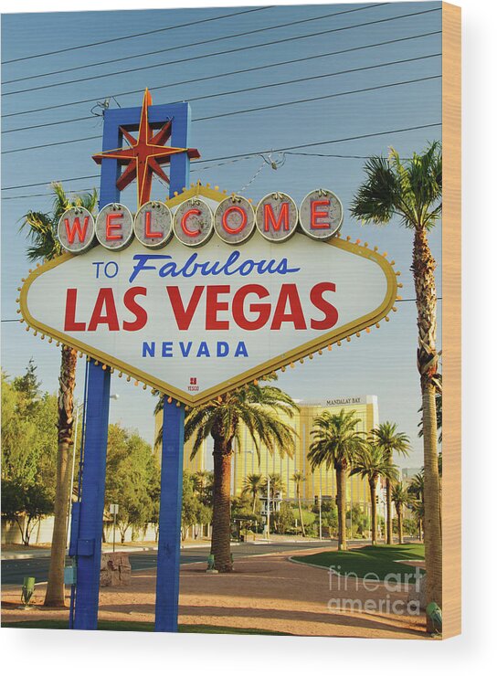 Cards Wood Print featuring the photograph Welcome to Las Vegas by Charles Dobbs