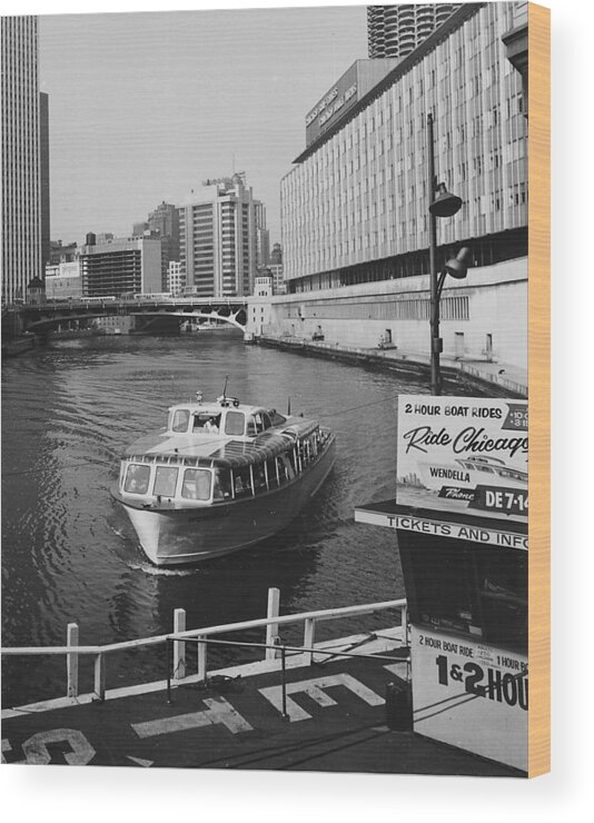Wendella Wood Print featuring the photograph Wendella Docks After Tour by Chicago and North Western Historical Society